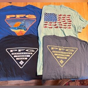 Columbia PFG Lot Of 4 T Shirt Graphic Tee Short Sleeve Cotton Fishing Mens Used